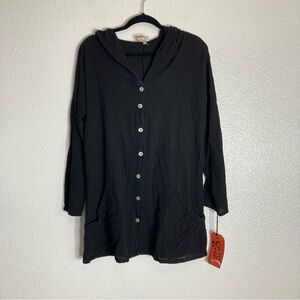 New Oh My Gauze! Gisele 100% cotton gauze hooded button-down tunic/Dress sz S/M